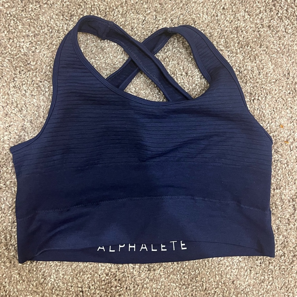 Alphalete Deep Blue Cross-Back Sports Bra